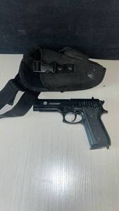 lot 111 image: Taurus PT92 Airsoft Pistol with Tactical Shoulder Holster, heavy like real deal