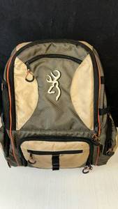 lot 129 image: Browning Fishing Backpack with Tackle Boxes and Fishing Equipment (see all images for more)