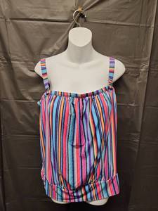 lot 71278 image: Swimsuits For All, Youth Colorful Striped Sleeveless Swimsuit (Size 12) - Retail $8