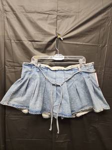 lot 71297 image: Wild Fable, Denim Pleated Mini Skirt with Drawstring Waist (Size 14) - Retail $22