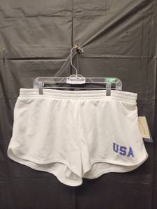 lot 71304 image: Universal Thread, Womans White USA Athletic Running Shorts (Size XL) - Retail $15