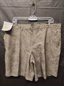 lot 71341 image: Goodfellow & Co. Mens Olive Palm Leaf Print Hybrid Swim Shorts (Size 38) - Retail $35