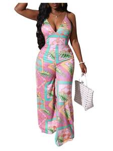 lot 16 image: WDIRARA Womens Sexy Wide Leg Night Out Leopard Print Jumpsuits Pink Medium - Retail $25