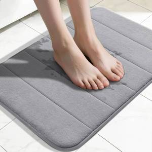 lot 18 image: Yimobra Memory Foam Bath Mat, Super Soft Absorbent Bathroom Rug Non Slip, Quick Dry, Machine Washable Floor Carpet for Tub Shower, Home Decor Accessories, 24x17, Grey - Retail $29