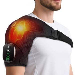 lot 38 image: Cordless Shoulder Heating Pad with Vibration for Rotator Cuff Pain Relief, FSA Eligible HSA Heated Shoulder Massager, Rotator Cuff Support Brace with 3 Heating Levels &3 Vibration (Black) - Retail $60