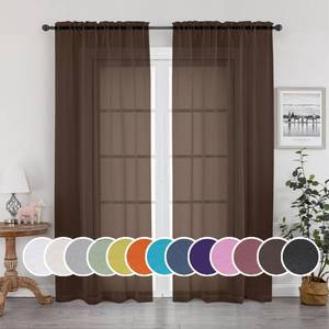 lot 42 image: OWENIE Sheer Chocolate Curtains, Sheer Curtains 84 inch Length 2 Panels Set, Rod Pocket Voile Fimly Sheer Drapes for Living RoomBedroom, 2pcs, Each 42 W x 84 L - Retail $13