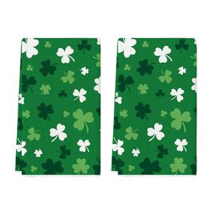 lot 57 image: Artoid Mode Green Clover Shamrock St. Patricks Day Kitchen Towels Dish Towels, 18x26 Inch Farmhouse Holiday Spring Decoration Hand Towels Set of 2 - Retail $14