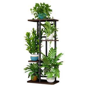 lot 61 image: LINZINAR Plant Stand Indoor 4 Tier 5 Potted Multiple Plant Shelf Stands for Garden Corner Balcony Living Room - Retail $22