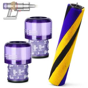 lot 69 image: Soft Roller Brush Bar Compatible with Dyson V15 Detect Handheld Vacuum Cleaner, Parts No.971634-01, with 2 Pack V15 HEPA Filters - Retail $27