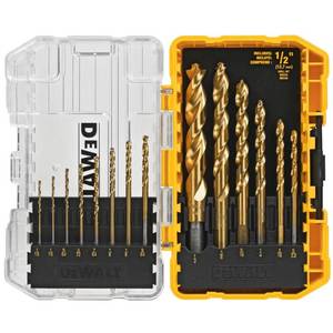 lot 79 image: DEWALT Drill Bit Set, Titanium Nitride Coated, 14-Piece (DW1354) - Retail $22