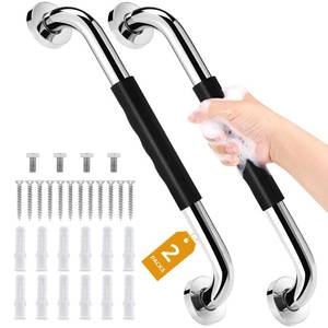 lot 86 image: 2Pack 16inch Grab Bars for Bathtubs and Showers, Premium Anti-Slip Handicap Shower Grab Bars for Seniors for Bathroom, Safety Shower Handles for Elderly for Wall, Shower Grip Bathroom Handrail - Retail $14