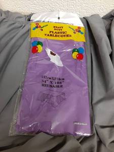 lot 89 image: Purple Heavy Duty Plastic Tablecover - Retail $2