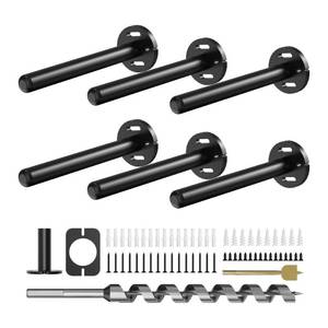 lot 102 image: 6pcs Wall Shelf Brackets Heavy Duty Floating Shelf Bracket Hidden,Invisible Black Shelving Brackets Decorative Floating Shelf Hardware Heavy Duty,Metal Shelf Support Bracket (6 inch-6pcs) - Retail $40