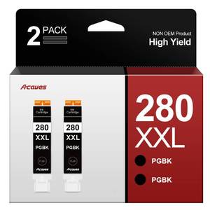 lot 105 image: Acaves Compatible Ink Cartridge Replacement for PGI-280XXL PGI 280 XXL Compatible with PIXMA TR7520 TR8520 TS6120 TS6220 TS8120 TS8220 TS9120 TS9520 TS9521C Printer (2 PGBK)