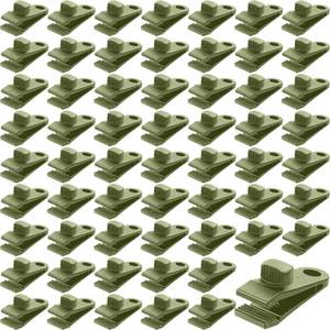 lot 108 image: Yalikop 60 Pieces Tarp Clips Heavy Duty Lock Clamps Thumb Screw Tent Clips Tarp Clamps for Holding up Tarps Camping Awnings Canopies Covers of Car Swimming Pool Cover Boat Hammock(Green) - Retail $31