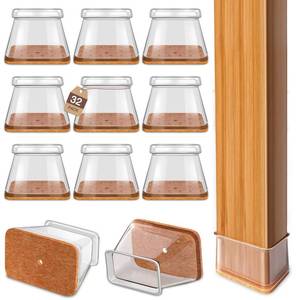 lot 19860 image: Chair Leg Floor Protectors Rectangle Chair Leg Protectors for Hardwood Floors Silicone Caps Felt Furniture Pads Covers Anti-Scratch Reduce Noise 32 Pack Clear FitL 1.5 -2,W 0.75 -1 - Retail $27