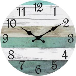 lot 19862 image: CHYLIN Wall Clock,14 Inch Wall Clocks Battery Operated Silent Non Ticking, Teal Turquoise Rustic Clock Decorative for Kitchen Bathroom Bedroom Living Room(Bronze White) - Retail $30