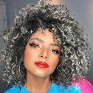 lot 19884 image: 7 Packs GoGo Curl Crochet Hair 8 Inch Short Gray Curly Crochet Hair for Women Deep Wave Beach Curl Crochet Braids Synthetic Braiding Hair Extensions(8 Inch, Tgery) - Retail $27