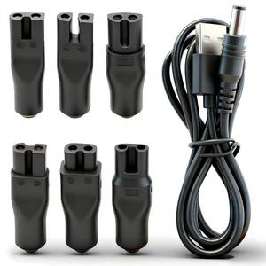 lot 19908 image: 5V Charger Cord USB Adapter for Electric Hair Clippers, Beard Trimmers, Shavers, Beauty Instruments, Electric Hairdressers, Desk Lamps, Purifiers Power Supply Charging Cable 7 PCS Set - Retail $8