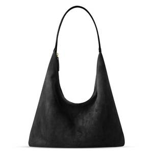 lot 19927 image: XquiziFit Suede Shoulder Bag for Women Suede Purse Boho Bags Slouchy Tote Bag Satchels Trendy Crescent Crossbody Bag Casual Work Travel Handbag Black - Retail $21