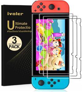 lot 19928 image: ivoler 3 Pack Screen Protector Tempered Glass for Nintendo Switch, iVoler Transparent HD Clear Anti-Scratch Screen Protector Compatible Nintendo Switch - Retail $7