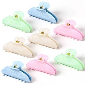 lot 19930 image: Yuxung 8 Pcs Large Acrylic Hair Claw Clips for Women Non slip Strong Hold Clamps for Thick and Thin Hair(Marble,Sweet Color) - Retail $18