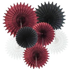 lot 19931 image: Graduation Decorations Maroon Black 2026Burgundy Black Graduation Party DecorationsBurgundy White Tissue Paper Fans for Maroon Birthday Party Bridal Shower - Retail $9
