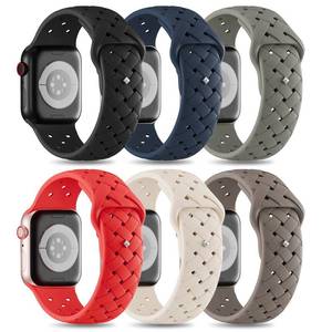 lot 19960 image: 6 Pack Silicone Braided Compatible with Apple Watch Band 42mm 41mm 40mm 38mm 46mm 45mm 44mm 49mm for Women Men, Soft Breathable Sport Strap for iWatch Bands Series 10 9 8 7 6 5 4 3 2 1 SE Ultra
