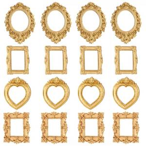 lot 19973 image: Fengligoo 16Pcs Mini Resin Picture Frames, Antique Tiny Gold Frames for Jewelry Display, Vintage Small Picture Frame for DIY Photo Crafts Holiday Party Wedding Decor - Retail $15