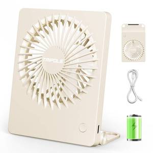 lot 19976 image: BLACK NOT WHITE TriPole Mini Portable Desk Fan Rechargeable Ultra Quiet Small Fan 4.5 Inch Personal Travel Fan with 180° Tilt Folding and 3 Speeds Adjustable for Office Desktop Bedroom Black - Retail $8