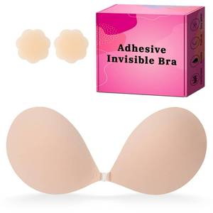 lot 19981 image: LAZYROSY Sticky Invisible Push up Silicone BraPush up Strapless Ultra Adhesive Bra Invisible Backless Bra Multiple Colors Sizes Reusable for Women Cream C Cup - Retail $15