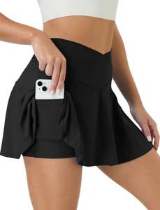 lot 19988 image: COPYLEAF Tennis Skirt for Women High Waisted Golf Skirts with Pockets Shorts Crossover Athletic Pleated Skorts(Black M) - Retail $20
