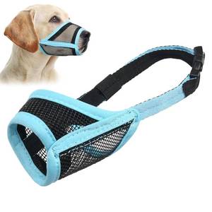 lot 19992 image: LUCKYPAW Dog Muzzle, Mesh Muzzle for Large Medium Dogs, Soft Mouth Cover to Prevent Biting Chewing, Drinkable Breathable Adjustable Puppy Mouth Guard (XL(Snout 8�-10�), Baby Blue) - Retail $7