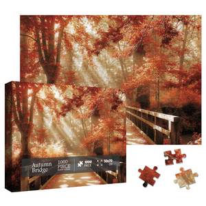 lot 19995 image: Fall Forest Landscape Puzzles for Adults 1000 Pieces, Autumn Nature Plant Jigsaw Puzzles, Hard Difficult Tree Scenic Puzzle - Retail $12