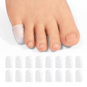 lot 19996 image: Promifun Gel Pinky Toe Caps, 16 Pack Toe Protectors for Women, Silicone Toe Covers Sleeves for Men, Blisters, Corns, Friction Pain Relief (Breathable, Pinky) - Retail $10