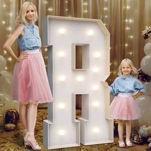 lot 20001 image: 4FT Marquee Light Up Letters R,Party Decoration Large Marquee Light Up Letters with Weighted Water Bag,Pre-cut Foam Board Set Can Be Used for Birthdays,Weddings,Baby Anniversaries - Retail $30