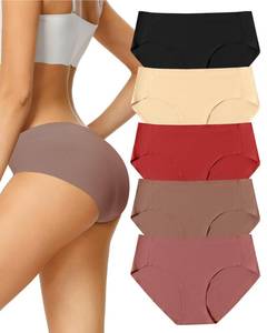lot 20008 image: voenxe Seamless Underwear for Women, Hipster No Show Ladies Panties, Full Coverage Breathable Bikini Briefs, Invisible Comfortable Workout Undies, Soft Mesh Moisture Wicking Athletic, 5 Pack Coffee Large - Retail $17
