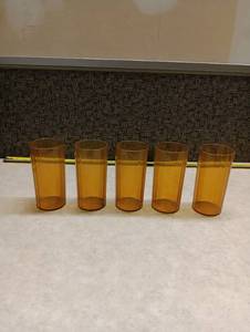 lot 191 image: Plastic Amber Drinking Cups Set of 5