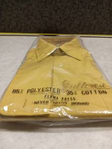 lot 197 image: Mens Yellow Polyester Cotton Dress Shirt Permanent Press