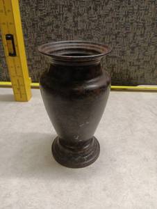 lot 202 image: Bronze Metal Decorative Vase with Ridged Detailing