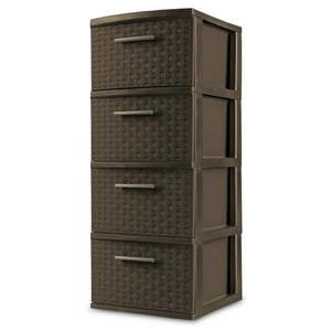 lot 222 image: Sterilite 4 Drawer Weave Tower Plastic - Espresso