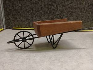 lot 225 image: Miniature Decor Wooden Wheelbarrow with Metal Frame
