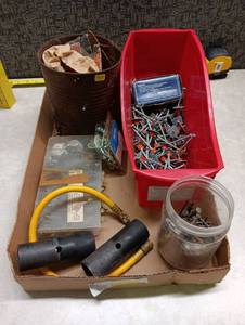 lot 247 image: Mixed Hardware and Fasteners Lot with Hose and Small Parts