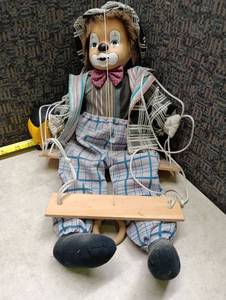 lot 265 image: Dog Character String Marionette Puppet with Wooden Control Bar