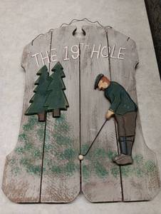 lot 268 image: The 19th Hole Wooden Golf Wall Sign