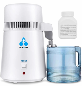 lot 19472 image: 1 Gallon Water Distiller Machine, 750W 4L Pure Distilled Water Maker Machine for Home Countertop Table Desktop, Drinking Purifier for Home Kitchen CPAP Hmidifiers with Pastic Container - Retail $79