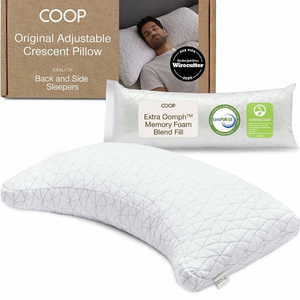 lot 19484 image: Original Crescent Adjustable Pillow, Queen Bed Pillows for Shoulder, Neck & Head Support, Crescent Foam Pillows - Medium Firm for Back & Side Sleeper, CertiPUR-USGREENGUARD Gold - Retail $99