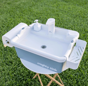 lot 19488 image: Portable Sink Patented Wash Station with Electronic Faucet  2 Gallons  Easy Setup  Indoor & Outdoor Use  Ideal for Dishwashing, Camping Hygiene, Gardening, Pottery & More - Retail $210
