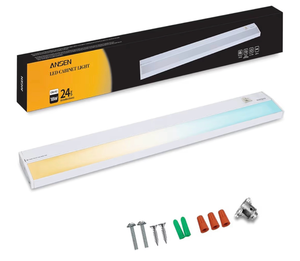 lot 19493 image: Hardwired Under Cabinet Lighting, 24in 18W LED Light for KitchenCloset, 1237lm, CRI92, R990, 5 Color Temperature, Dimmable, 2700K-5000K(Warm White, Cool White, Daylight) - Retail $35