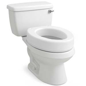 lot 19499 image: Carex Toilet Seat Riser  Elongated Raised Toilet Seat Adds 3.5 inches to Toilet Height  for Assistance Bending or Sitting  300 Pound Weight Capacity Toilet Riser - Retail $25